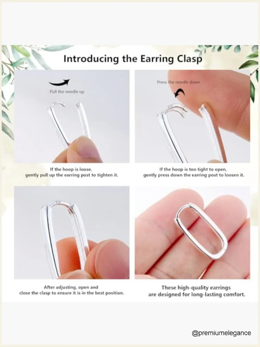 Sterling Silver Rectangle Hoop Earrings - Geometric Hypoallergenic Lever Back